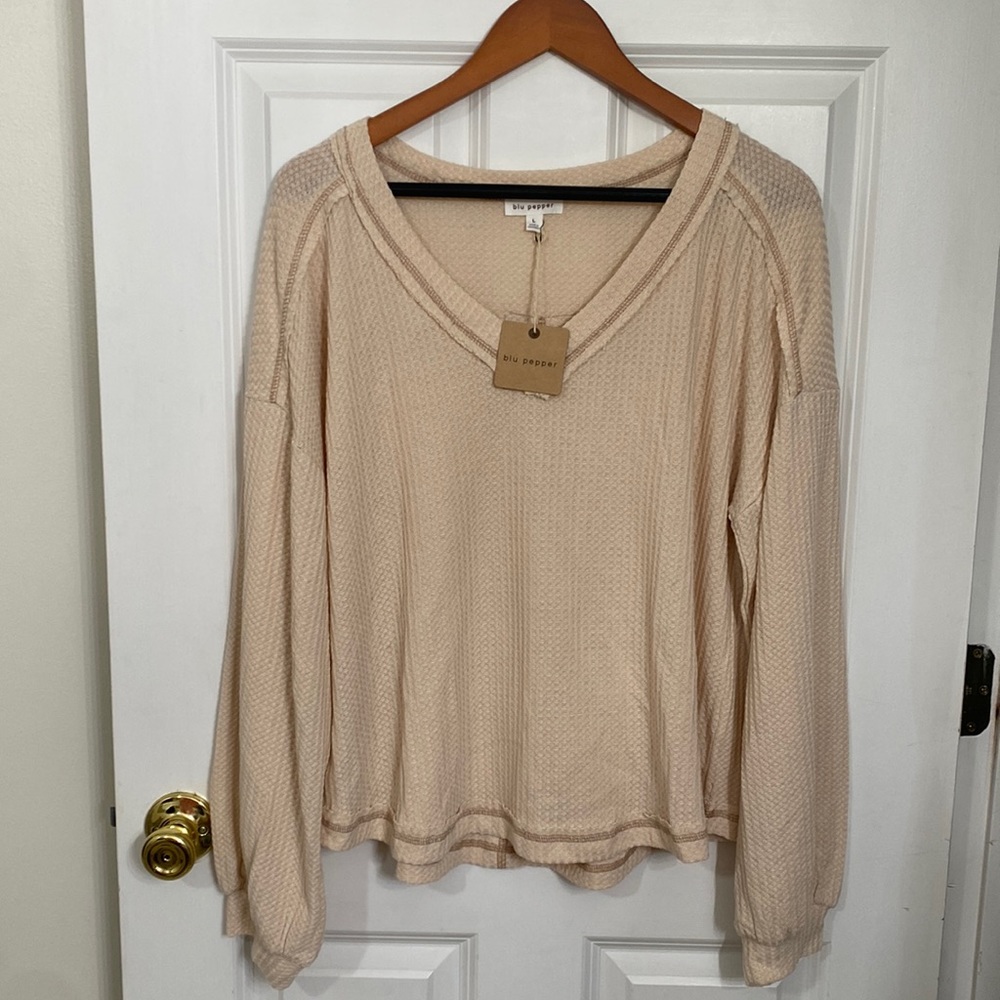 Waffle knit boho top